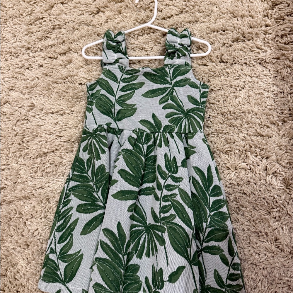 Janie and Jack Green Leaf Pattern Dress